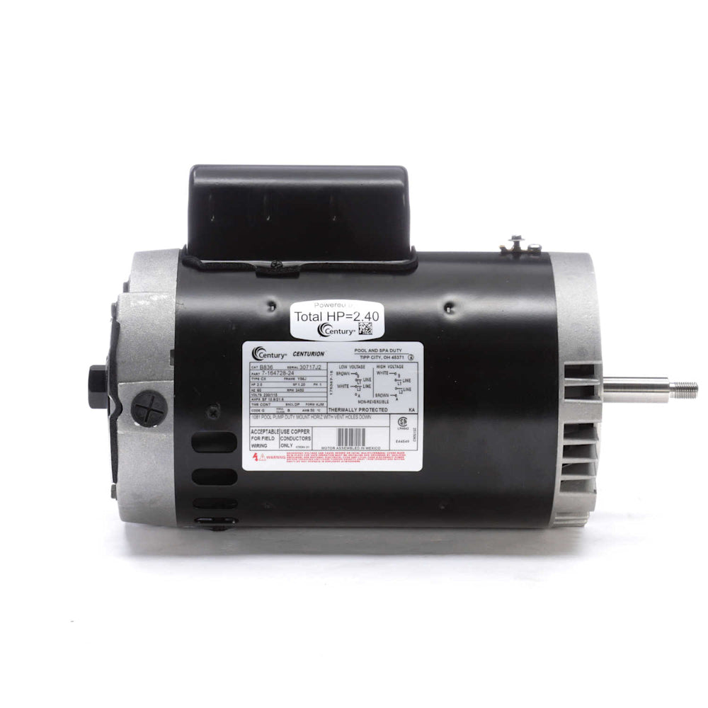 Century 2 HP Motor | 115/230V | 21.6/10.8A | 56J Round Frame | B 836, B 836 3