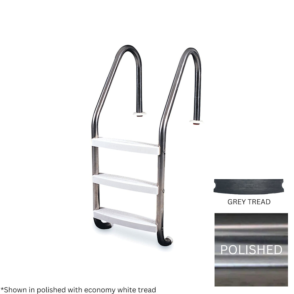 Global 3 Tread Classic Ladder Polished .049 with Gray Heavy Duty Tread | GPP-LD-C49-3ST-SS-G"