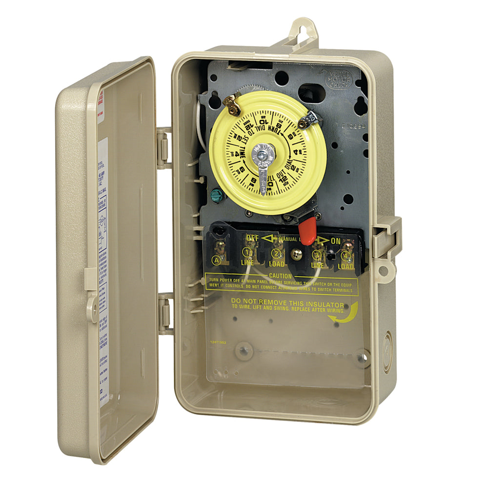 Intermatic 24-Hour 208-277V Mechanical Time Switch, DPST, Type 3R Plastic Enclosure | T104P3