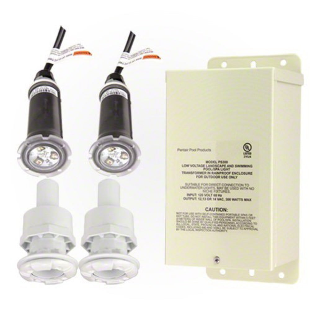 Pentair 2 GloBrite Color Kit 100' w/ 300W Transformer + 2 Vinyl Niches, 40 lbs | 620081 3
