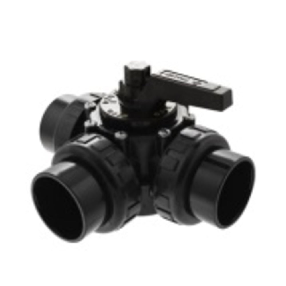 Praher 1-1/2-2" High Heat 3 Port CPVC Valve W/Union Socket | OV3-1500U"