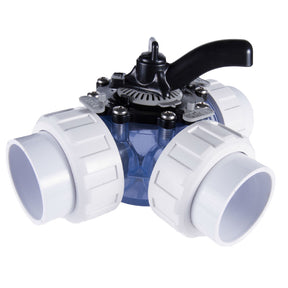 CMP HydroSeal 3-Way Clear Diverter Valve w/ 2 Socket Unions | 25923-209-000"