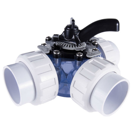 CMP HydroSeal 3-Way Clear Diverter Valve w/ 2 Socket Unions | 25923-209-000"