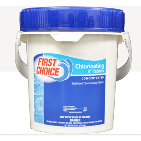 First Choice 3 Chlorine Tablets 5 lb Pail 8/Case - Wrapped | F009005040FC"