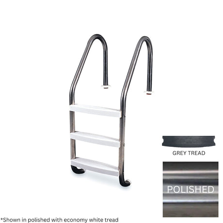 Global 3 Tread Classic Ladder Polished .049 with Gray Heavy Duty Tread | GPP-LD-C49-3ST-SS-G"