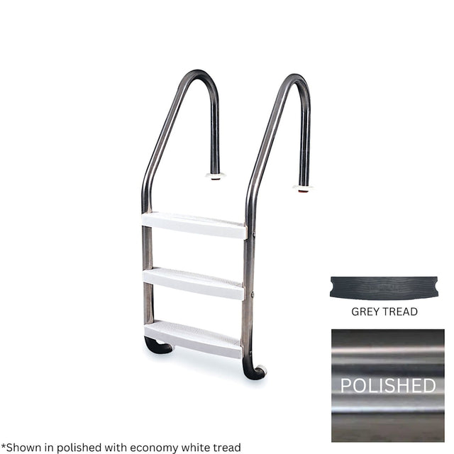Global 3 Tread Classic Ladder Polished .049 with Gray Heavy Duty Tread | GPP-LD-C49-3ST-SS-G"