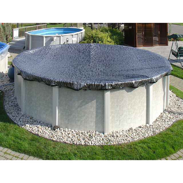 HPI Armor Kote 21' Round Above Ground Winter Pool Cover, 4' Overlap, Tan/Blue | AK21R4