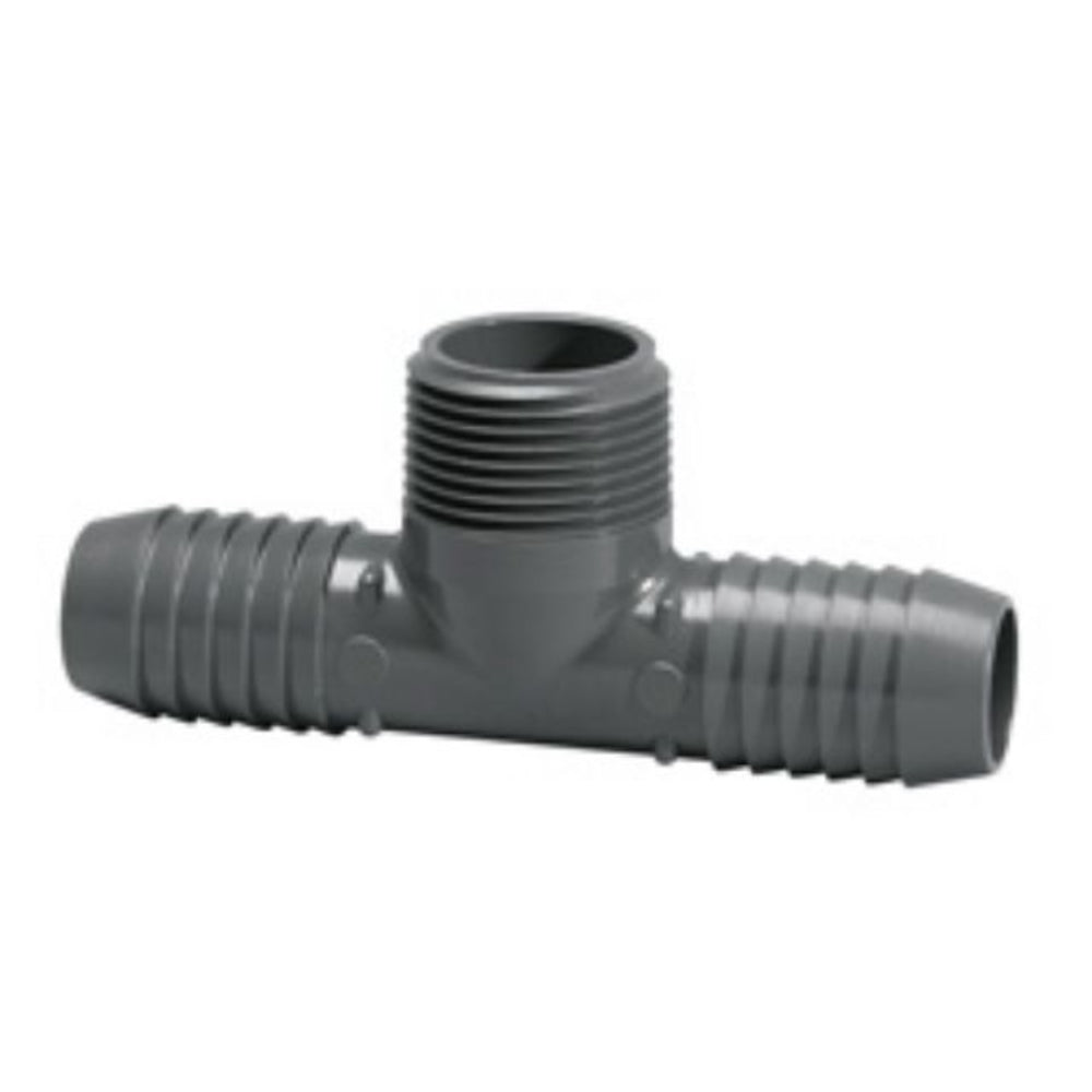 Combination Tee, 1-1/2 Insert x Insert x MPT Gray PVC"