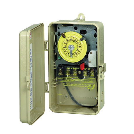 Intermatic 24-Hour 208-277V Mechanical Time Switch, DPST, Pool Heater Protection, Type 3R Plastic Enclosure | T104P201 2
