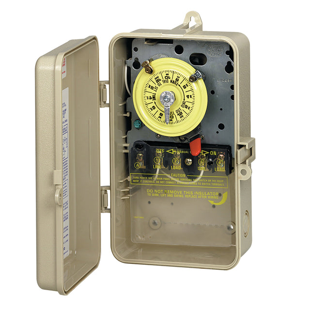 Intermatic 24-Hour 208-277V Mechanical Time Switch, DPST, Type 3R Plastic Enclosure | T104P3