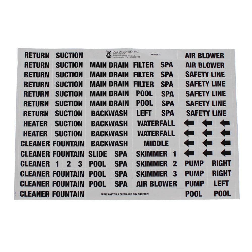 Lass Equipment Id Label, Black Print | IDL-1