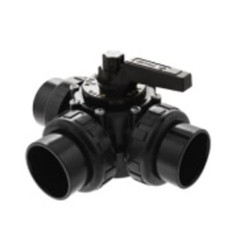 Praher 1-1/2-2" High Heat 3 Port CPVC Valve W/Union Socket | OV3-1500U"