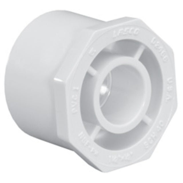 Reducing Bushing, 1 x 1/2 Spigot x Slip White PVC Schedule 40"