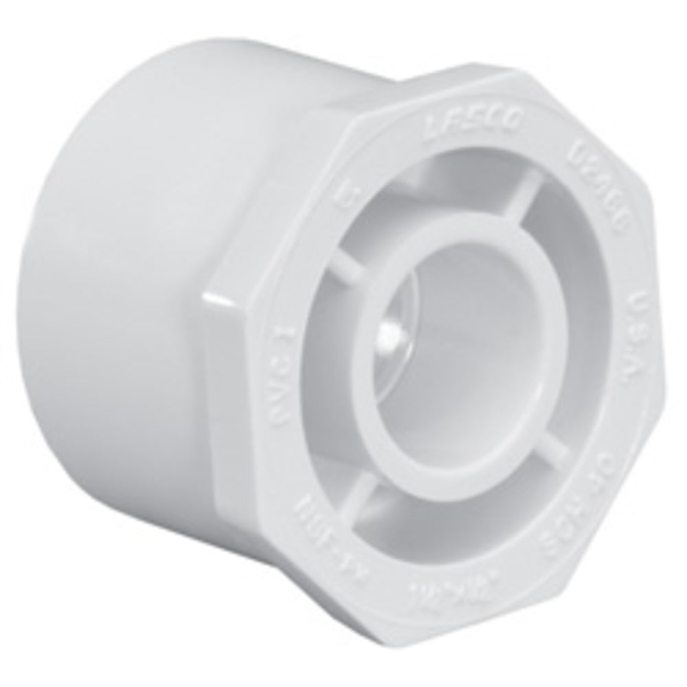 Reducing Bushing, 4 x 3 Spigot x Slip White PVC Schedule 40"