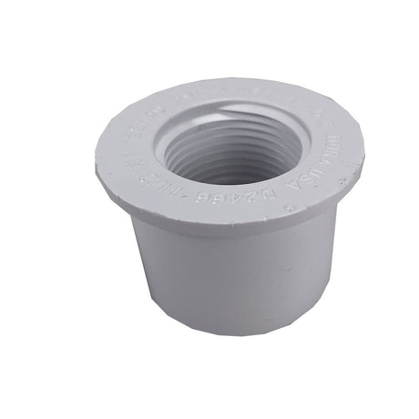 Reducing Bushing, 1-1/2 x 1 Spigot x FPT White PVC Schedule 40"