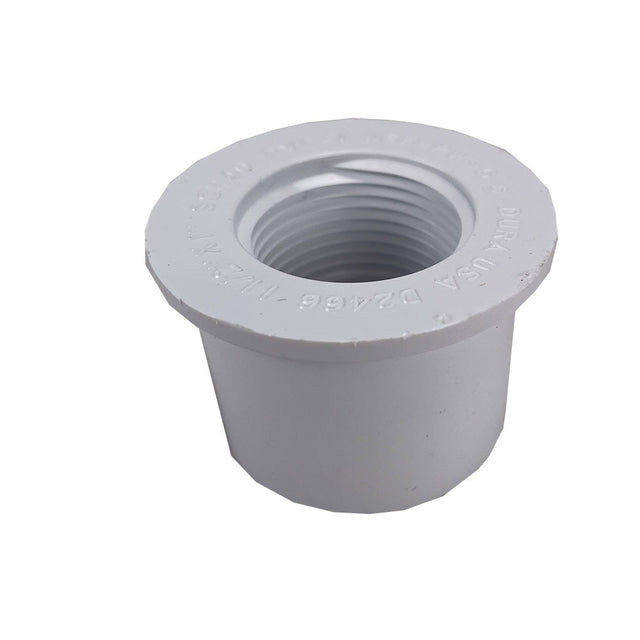 Reducing Bushing, 1-1/2 x 1 Spigot x FPT White PVC Schedule 40"