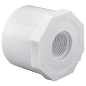 Reducing Bushing, 2-1/2 x 2 Spigot x FPT White PVC Schedule 40"