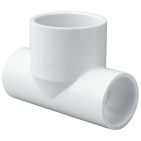 Bullhead Tee, 1-1/2 x 1-1/2" x 2" Slip White PVC Schedule 40"