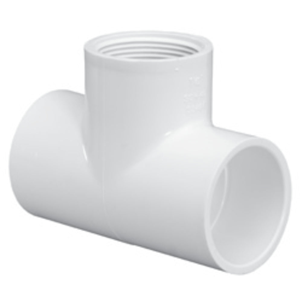 Tee, 1-1/2 Slip x Slip x FPT White PVC Schedule 40"