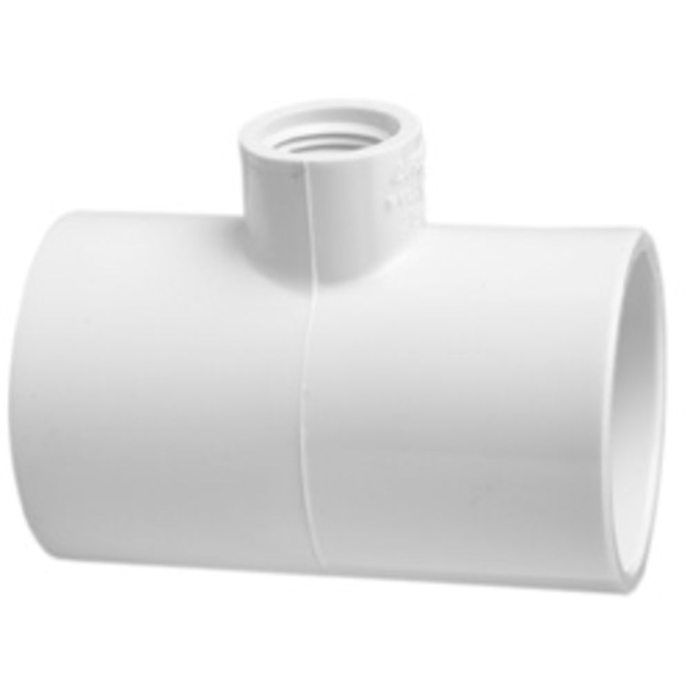 Reducing Tee, 2 x 2 x 1 Slip x Slip x FPT White PVC Schedule 40"