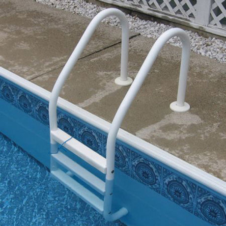 Saftron 3 Step I/G Pool Ladder w/ Escutcheons, White | P-324-L3-W 2