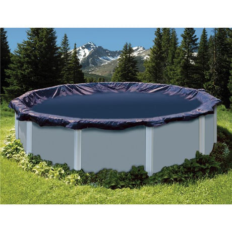 Swimline Deluxe 12' x 24' Oval Above Ground Winter Pool Cover, 4' Overlap, Blue/Black, 8 Year Warranty | PCO81628