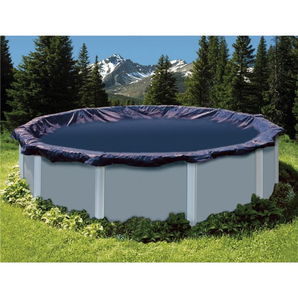 Swimline Deluxe 18' x 34' Oval Above Ground Winter Pool Cover, 4' Overlap, Blue/Black, 8 Year Warranty | PCO82238